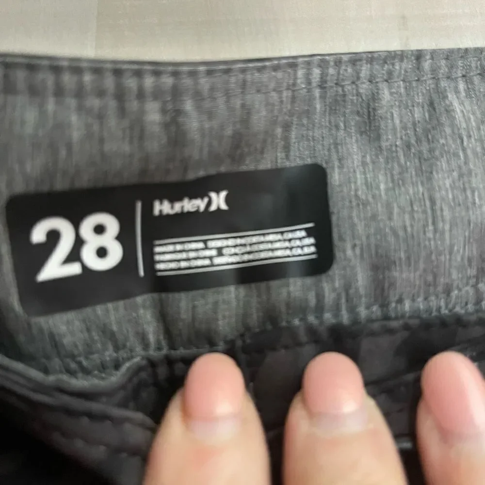 Hurley black and gray swim trunks board shorts,‎ size 28